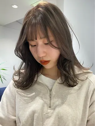 ミディアム カラー パーマ メンズ レイヤー/透明感/ ブリーチなし/わかなのヘアスタイル