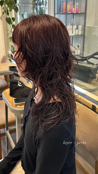 ミディアム カラー オリーブ/縮毛♡ Natsuno🩰のヘアスタイル