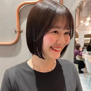ショート カラー ボブ/巻ける縮毛矯正 /韓国レイヤーはなのヘアスタイル