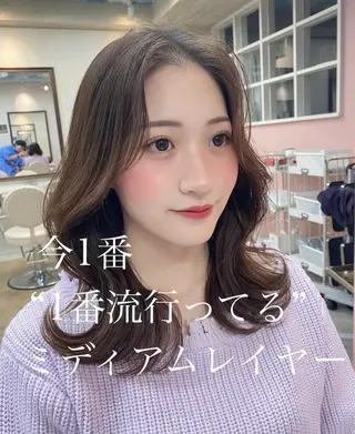 ミディアム カラー ヘアアレンジ レイヤー/艶髪 🇰🇷Ryotaのヘアスタイル