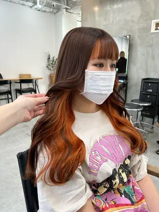 ロング カラー ヘアアレンジ 韓国/ハイトーン/ ボブ🎀MIKU🎀のヘアスタイル