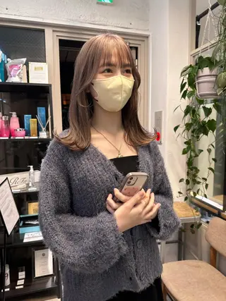 ミディアム カラー REINA☁️透明感 カラー/ぷつっと♡のヘアスタイル