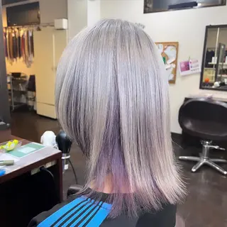 ミディアム カラー 編み込みエクステ/ ハイトーン りょすけのヘアスタイル