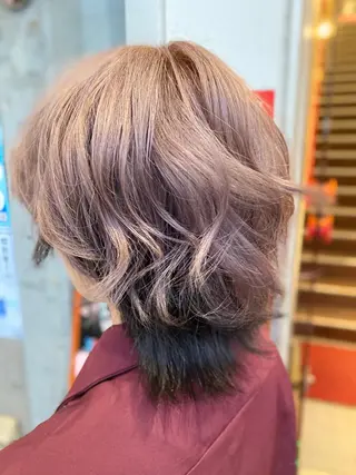 ミディアム ゆぴ☾‪/推しカラー /ハイトーンのヘアスタイル