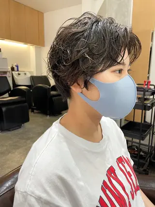 ショート カラー パーマ ヘアアレンジ メンズ キッズ ネイル マツエク・マツパ パーマ/透明感カラー /ボブ/吉田一生のヘアスタイル