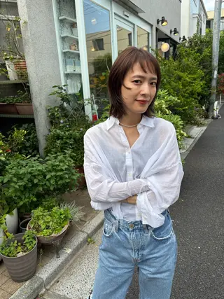 ミディアム カラー 似合わせカット レイヤー/ボブのヘアスタイル