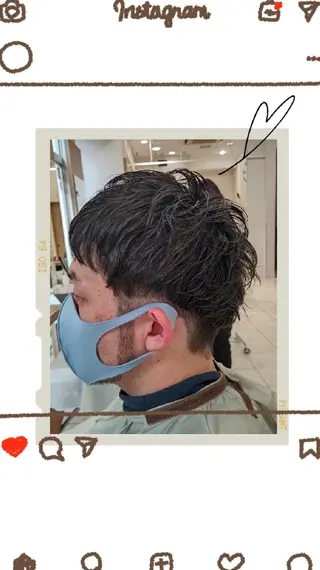 ショート カラー パーマ メンズ 🩶ハイライトカラー 🩶ASH西葛西鈴木のヘアスタイル