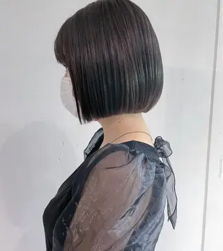 ショート 美髪矯正/艶カラー ボブ/栄/鐘ヶ江純也のヘアスタイル