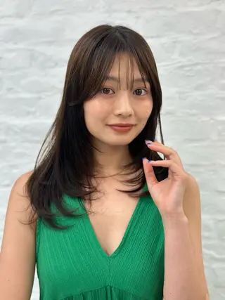 セミロング カラー 前髪顔まわりカット 🌈中村海聖のヘアスタイル