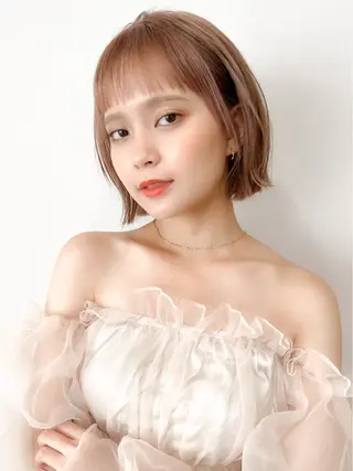 ショート カラー ミディアム/顔周り/ ベージュ🌼mayuのヘアスタイル