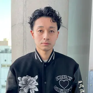 ショート パーマ メンズ ⚾️横浜メンズカット 阿部龍馬🍺🍔のヘアスタイル
