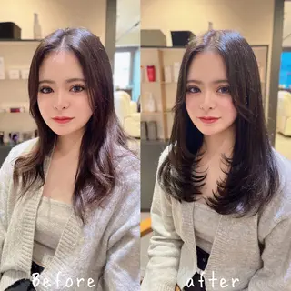 セミロング カラー 奥田 蓮のヘアスタイル