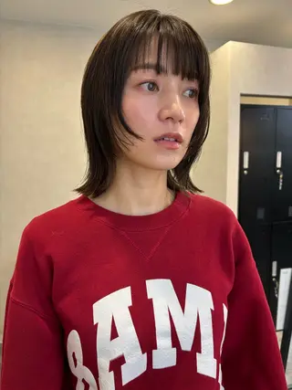 ミディアム カラー en,所属・en,ボブ/レイヤー パーマ/透明感カラーのヘアスタイル