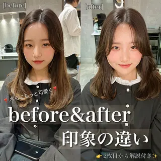 ミディアム カラー ダブルカラー 新宿のヘアスタイル