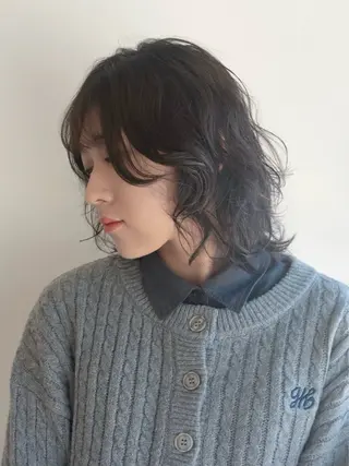 ミディアム パーマ 川間 将彦のヘアスタイル