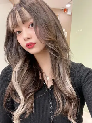 ロング カラー rina／ベージュ ワンホン/韓国ヘアのヘアスタイル
