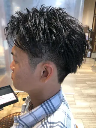 ショート メンズ パーマ/ハイトーン スパイキー/神田正紀のヘアスタイル