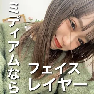 ミディアム カラー 山崎/ボブ縮毛矯正 レイヤー髪質改善のヘアスタイル