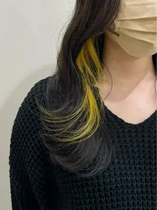 セミロング カラー 切りっぱなしボブ/ ブリーチカラー/大塚のヘアスタイル