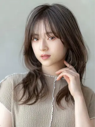 セミロング カラー 韓国レイヤー🇰🇷 韓国研修◎渋谷カイトのヘアスタイル
