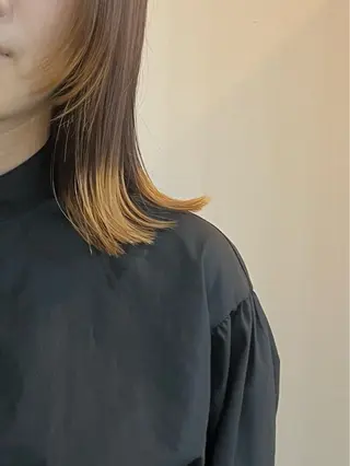 ミディアム カラー 切りっぱなしボブ/ ブリーチカラー/大塚のヘアスタイル