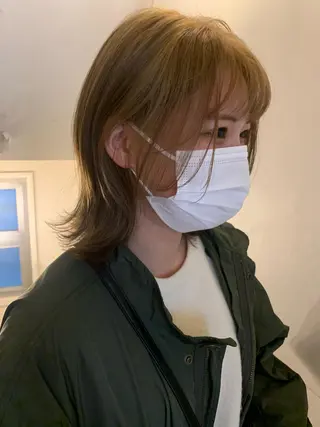 ミディアム カラー パーマ ヘアアレンジ メンズ キッズ ネイル マツエク・マツパ SALOWIN梅田茶屋町店所属・ウルフレイヤーカット /チヒロのヘアスタイル
