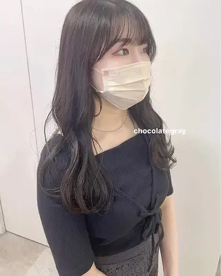 ミディアム カラー misaki🎀 まろみ透け感カラーのヘアスタイル