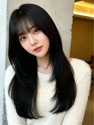 セミロング カラー 韓国レイヤーカット 🫧大阪梅田レイヤーのヘアスタイル