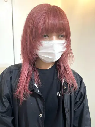 ミディアム カラー ヘアアレンジ 🧨ブリーチー×ボブ レイヤー💎じゅえるのヘアスタイル