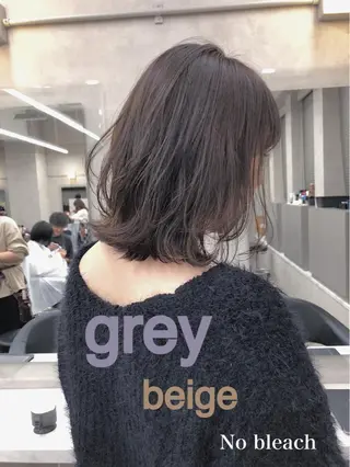 ミディアム カラー 柔らかbeige モトキのヘアスタイル