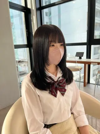 セミロング カラー 韓国レイヤー🇰🇷 韓国研修◎渋谷カイトのヘアスタイル