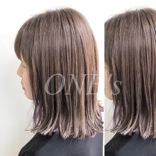 ミディアム カラー JuNブリーチに 縮毛矯正するプロのヘアスタイル