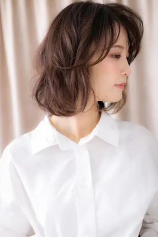 ミディアム カラー パーマ クセ毛解決のプロ💠 棚村竜太のヘアスタイル