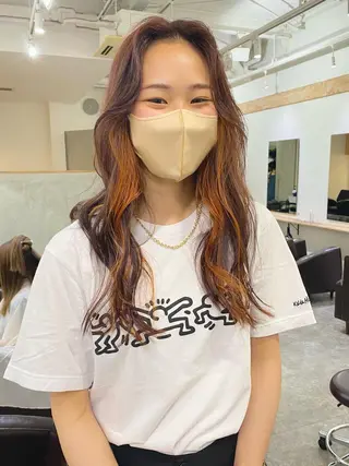 セミロング カラー 森貴裕/ベージュ/ パーマ/オリーブのヘアスタイル