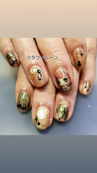 ネイル フラワー ムーンのネイルデザイン