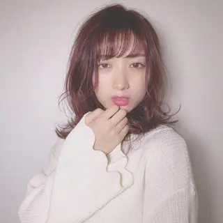 ミディアム カラー 店長/mao/ 前髪/顔周りカットのヘアスタイル