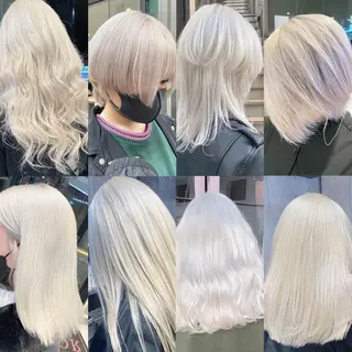 セミロング カラー メンズ JuNブリーチに 縮毛矯正するプロのヘアスタイル