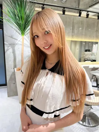 ロング 福岡縮毛矯正✨️ ストレート 向井和輝のヘアスタイル