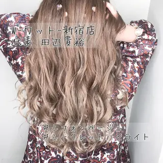 セミロング カラー パーマ ヘアアレンジ メンズ キッズ ネイル マツエク・マツパ 新宿駅近♡友達とOK 🦋W -ワット -のヘアスタイル
