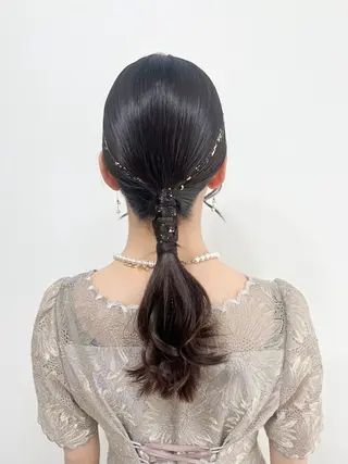 セミロング ヘアアレンジ ヘアセットサロン /上坪愛美のヘアスタイル