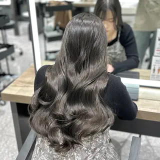 ロング カラー レイヤー/グレージュ メンズパーマのヘアスタイル