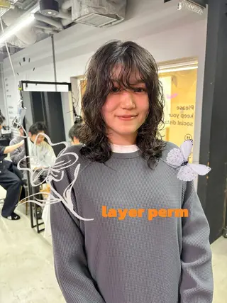 ミディアム 札幌パーマ 髪質改善/後藤海音のヘアスタイル