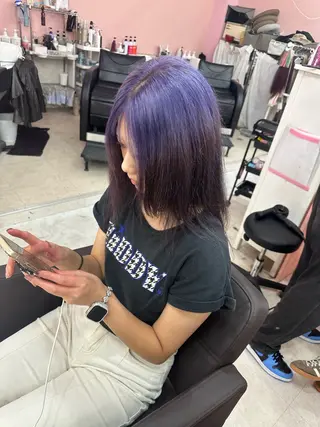 ロング カラー ニュアンス/フェザー /ウルフ/伶馬のヘアスタイル