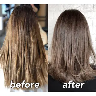 ミディアム カラー KIZU 髪質改善 怪談を語る美容師のヘアスタイル