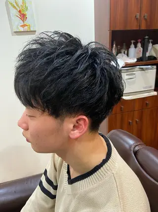 ショート カラー パーマ ヘアアレンジ メンズ 💈メンズ特化 副店長松浦一聖💈のヘアスタイル