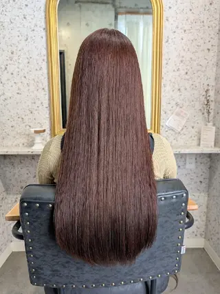 ロング パーマ カラー mood 髪質改善 ダブルカラーのヘアスタイル