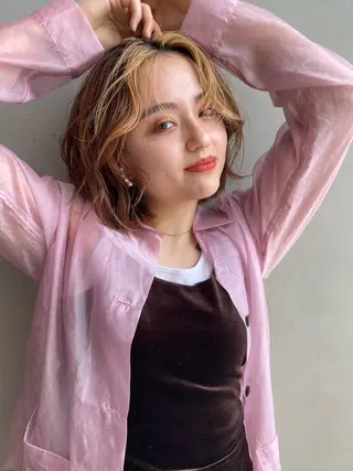 ミディアム カラー パーマ ヘアアレンジ ✨ハイトーン指名No .1✨MORIOのヘアスタイル