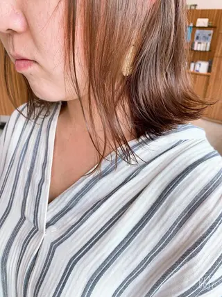 ミディアム カラー 白髪ぼかしハイライト 柳川拓哉のヘアスタイル