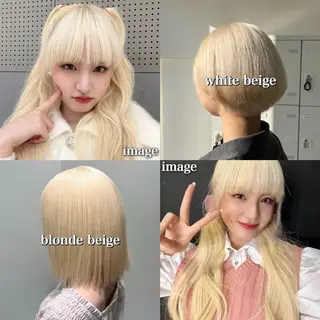 セミロング カラー ケアブリーチ/ 髪質改善/上質艶髪のヘアスタイル