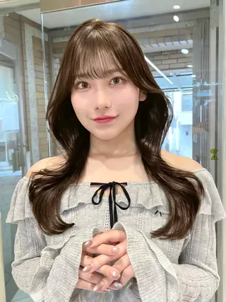 セミロング カラー 美髪矯正 ブリーチな しダブル🍒❤ゆうきのヘアスタイル